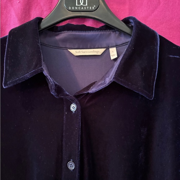 Soft Surroundings Blue velvet tunic shirt size L - Picture 2 of 7